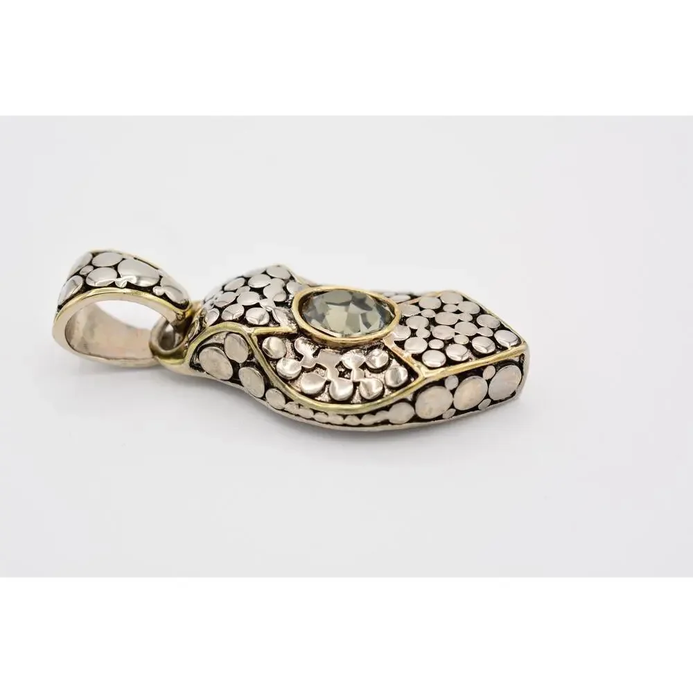 Vintage Snake Pendant Cobra Reptile Gunmetal Rhinestone Crystal Silver BinAT